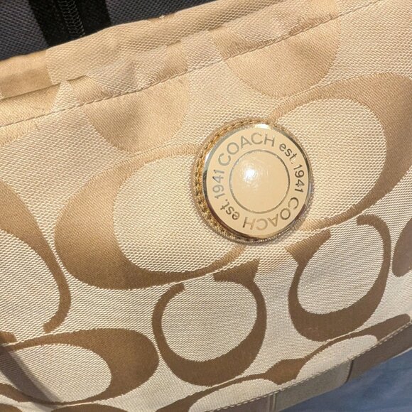 Coach Signature Khaki Metallic Patchwork Crossbody / Shoulder Bag - Picture 3 of 16